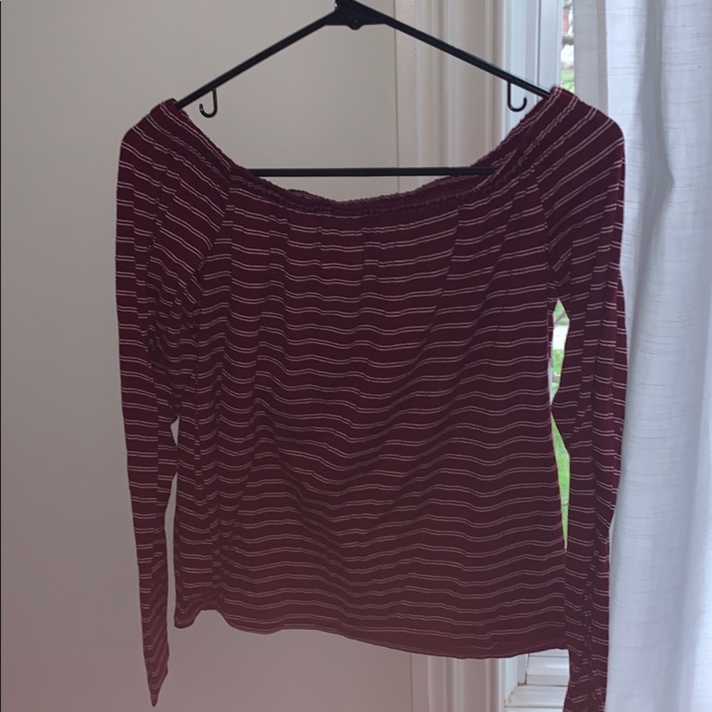 Stripped off the shoulder long sleeve